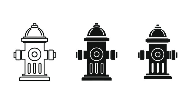 Three fire hydrant icons in different styles