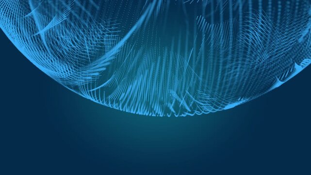 abstract modern wave flow background. Blue particles wave flow background. Seamless loop 4k video.