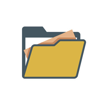 Open folder icon with documents and sheets.