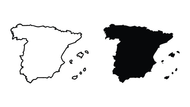 Silhouette Map Outline of Michigan and Upper Peninsula with Location Markers Vector Illustration