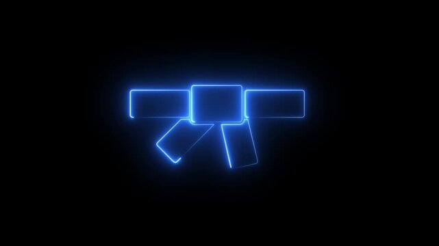 Glowing Neon  Karate Belt Icon on black Background. 4k motion graphic animation.