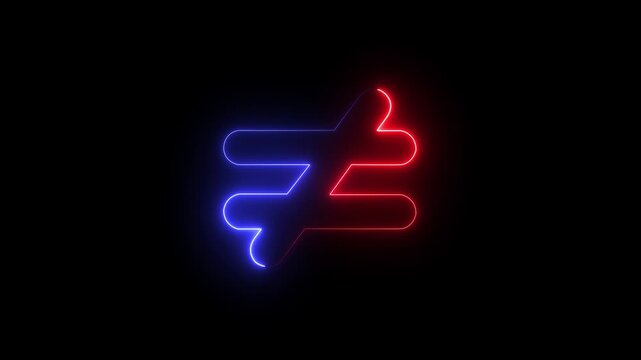 Glowing Neon Jigsaw Puzzle Piece  Icon on black Background .  4k motion graphics animation.