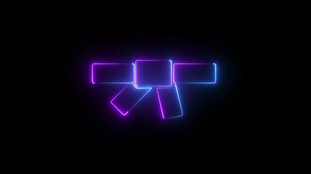 Glowing Neon  Karate Belt Icon on black Background. 4k motion graphic animation.
