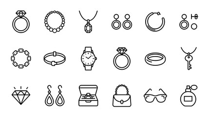 Collection of Luxury Jewelry and Accessories Icons © Tanir