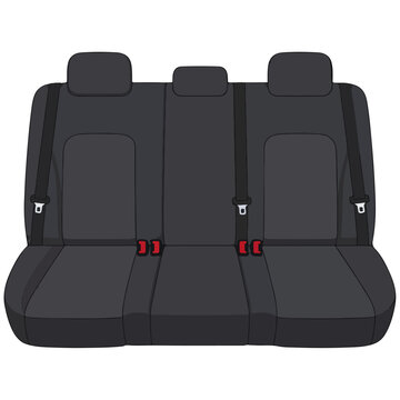 Car Rear Seat Interior with Three Headrests Vector Illustration