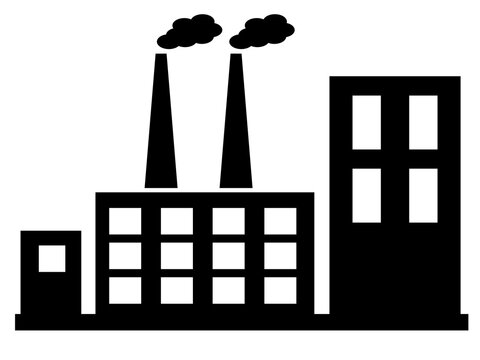 a factory with three buildings of varying heights