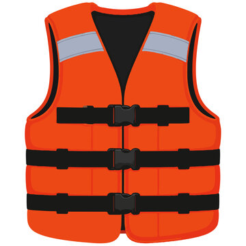 Orange Life Jacket Isolated Safety Vest Vector Clip Art
