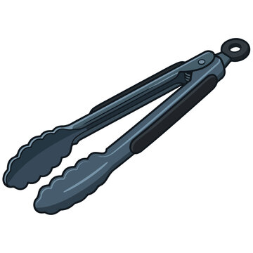 Stainless Steel Kitchen Tongs Cooking Utensil Vector Illustration