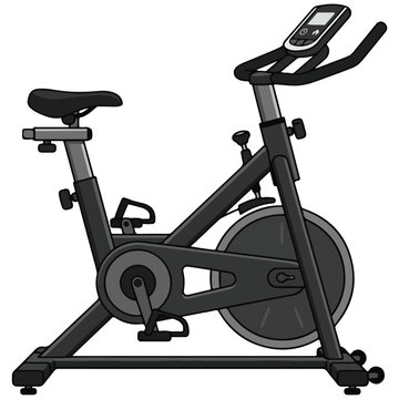 Stationary Exercise Bike Flat Vector Black Illustration