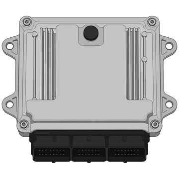 Top-Down Engine Control Unit Circuit Board Vector Illustration