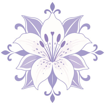 Stylized Purple Lily Filigree Ornament Vector Illustration