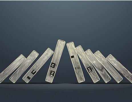 a chain reaction of falling dominoes symbolizing cause and effect domino effect falling chain reaction