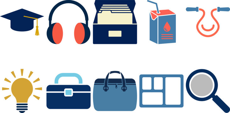 Back to school icon set flat design icons for education and learning