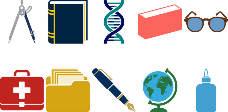 Back to school icon set School supplies and education icons on white background