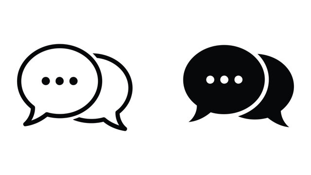 Minimalist Speech Bubble Icons Set Vector Outline Conversation Symbols Black and White