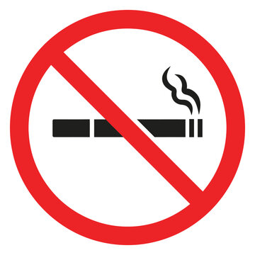 No smoking prohibition sign with red circular border and cigarette icon non smoking prohibition cigarette forbidden restricted regulation