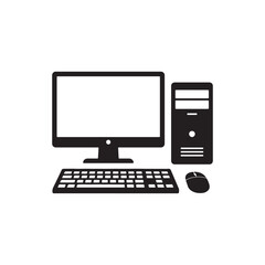 Fototapeta premium Computer silhouette vector flat illustration design on white background