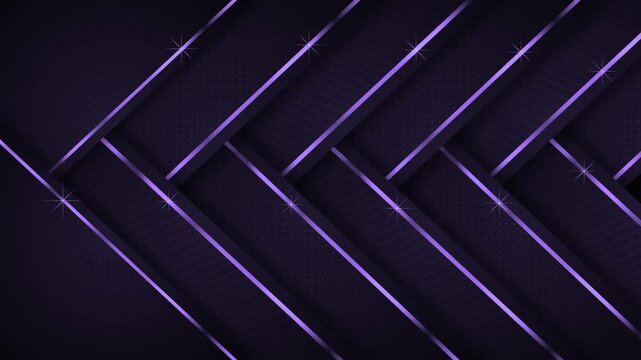 Black metallic diagonal ribbon background animation, Abstract black geometric background with overlapping diagonal ribbons and metallic silver edges
