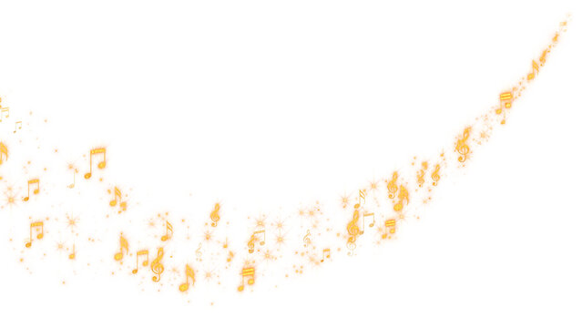 golden music note and shiny glittering gold stars isolated on transparent background,png musical concert and party social media and story overlay design element