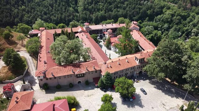 Aerial View of Bachkovo Monastery, Rhodope Mountains, Bulgaria