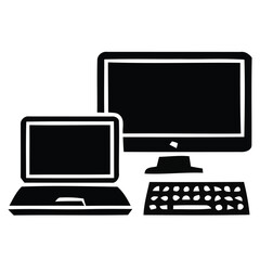 Fototapeta premium Computer Workstation and Laptop Setup Silhouette Icon