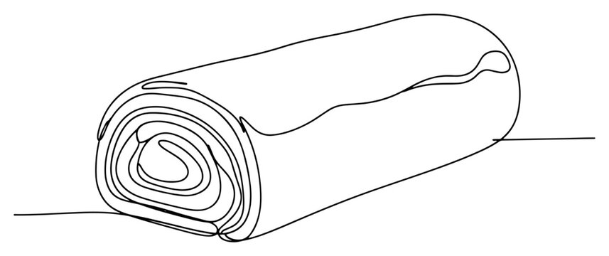 Swiss roll cake with cream filling continuous line art