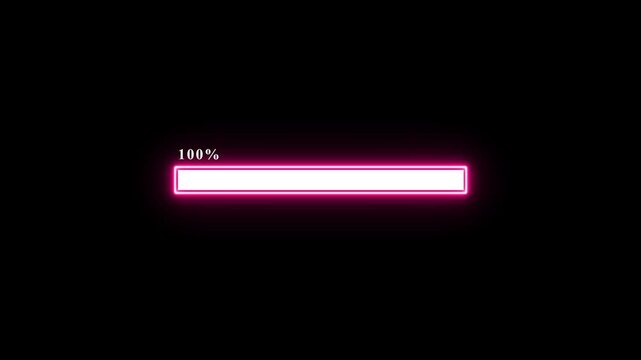 Neon pink glowing percentage loading bar progress animation a showing twenty-four percent against a solid black background interface download upload wait status