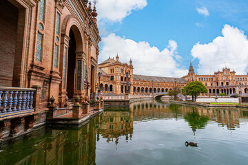 The stunning Plaza de Espana, Seville, Andalusia, Spain, built for the Ibero-American Exposition of 1929, designed by Anibal Gonzalez © petrrgoskov