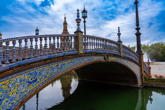 The stunning Plaza de Espana, Seville, Andalusia, Spain, built for the Ibero-American Exposition of 1929, designed by Anibal Gonzalez