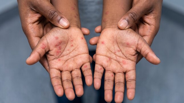 Pediatrics: Child shows bilateral palm rash associated with hand foot and mouth disease