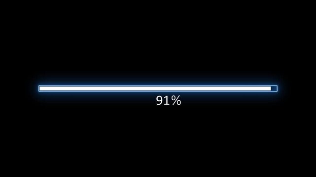 Digital loading bar at percentage showing progress and update status animation