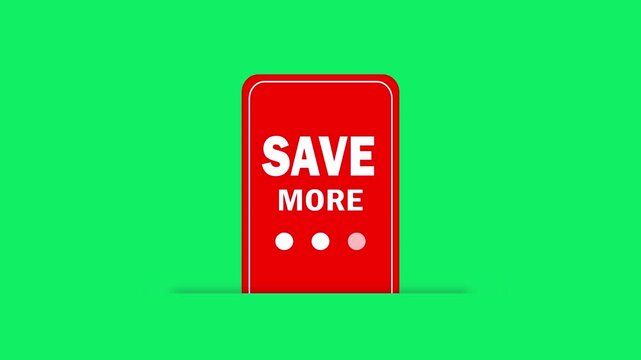 save more button animation with green screen, promotion discount offer concept, ecommerce marketing ui element. discount offer ui element for web and mobile apps, commercial promotion graphic.