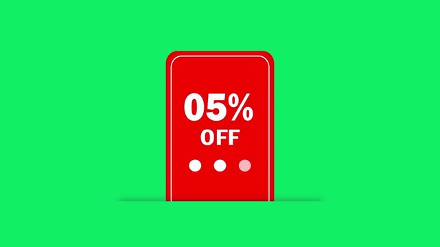 05% off discount tag promotion ui element animation on green screen for e-commerce sales and digital marketing. motion graphic of a five percent off sale tag for online retail advertising campaigns.