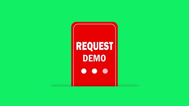 request demo button animated web ui element on green screen background. modern request demo ui button graphic for corporate landing page. digital marketing call to action request demo button