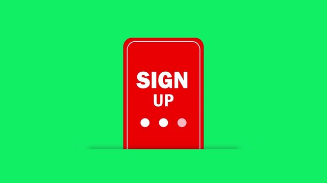 user sign up registration button motion graphic element on green screen background. sign up button call to action animation on green screen background for website and mobile app ui.