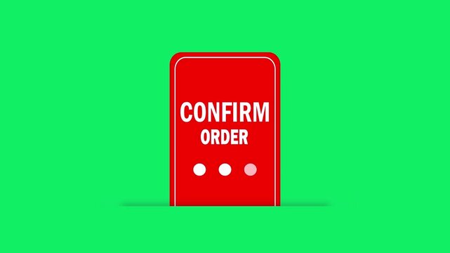 confirm order button animation for e-commerce and online transactions. ui element for purchase confirmation on green screen background. digital transaction confirmation icon for business & technology