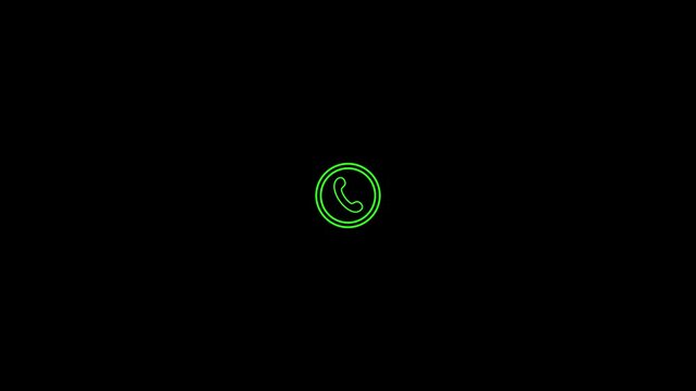 Call icon animation. Call concept on mobile phone screen animation . Incoming call phone icon you receive the message animated on black background.