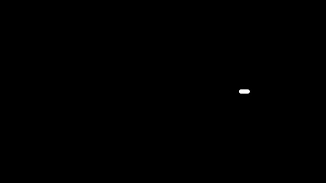 Animated white loading bar moving left and right while gradually growing in size UI motion graphics loader.Loading bar, download bar progress on black screen.