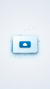 Vertical 4K Light Mode Glassmorphism Cloud Storage Folder Icon for Mobile Apps