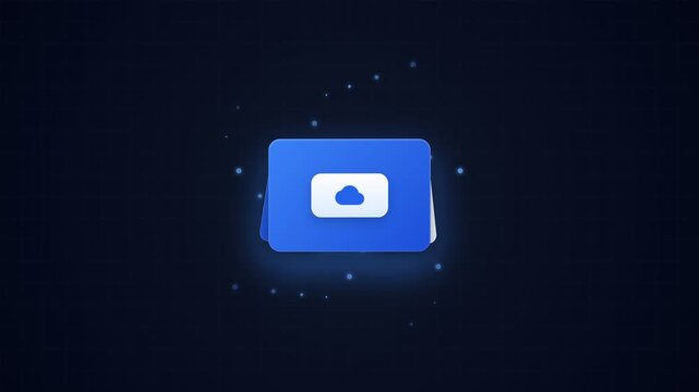 Clean Corporate Blue 4K Cloud Storage Folder Ambient Idle Loop Animation