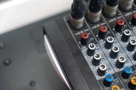 Professional Audio Mixer with Knobs and Faders