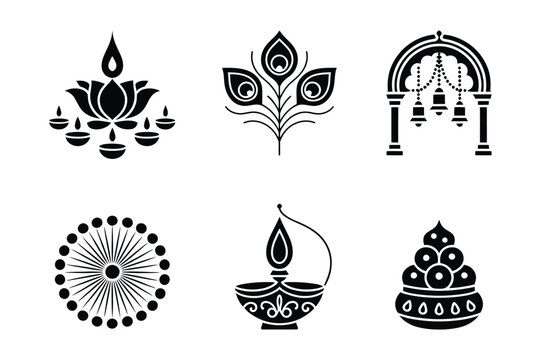 Indian cultural festival decorative vector elements with festival, tradition