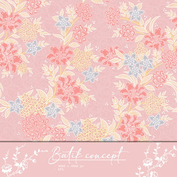 Batik Floral Seamless Pattern Background