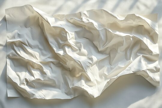 Wrinkled Paper Sheet Imperfection Minimal Concept Isolated on White Background