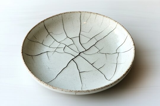 Concept image of damaged ceramic object highlighting imperfection minimalism and raw aesthetic.