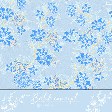 Batik Floral Seamless Pattern Background
