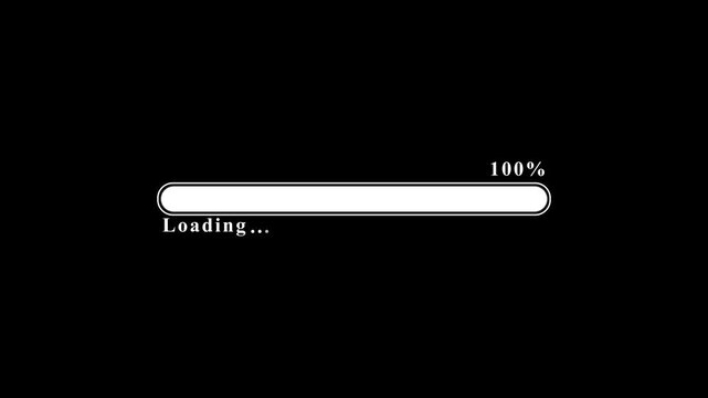 Complete 100 percent loading progress bar graphic a digital reaching one hundred completion on a plain black background completed interface web design indicator