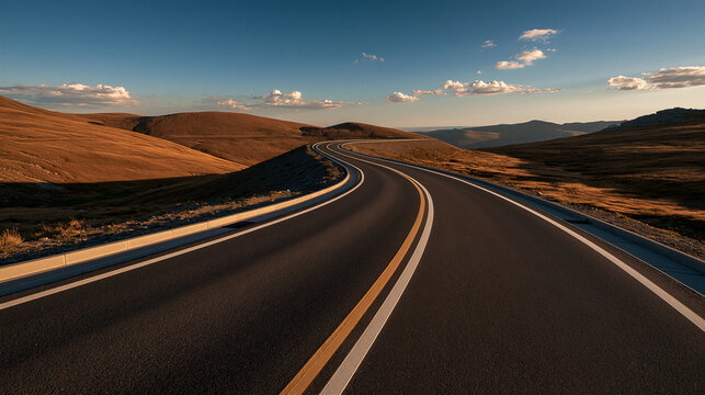 winding road representing career journey and future opportunities, scenic path toward professional success and achievement, long road ahead symbolizing growth ambition and career development