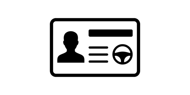 Driving license identification card icon with driver profile.
