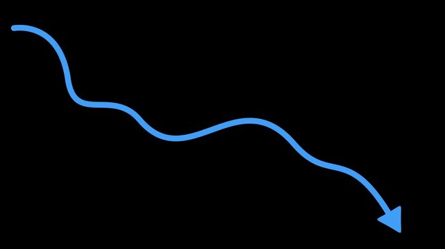 Curved arrow line pointing downward simple minimal graphic animation